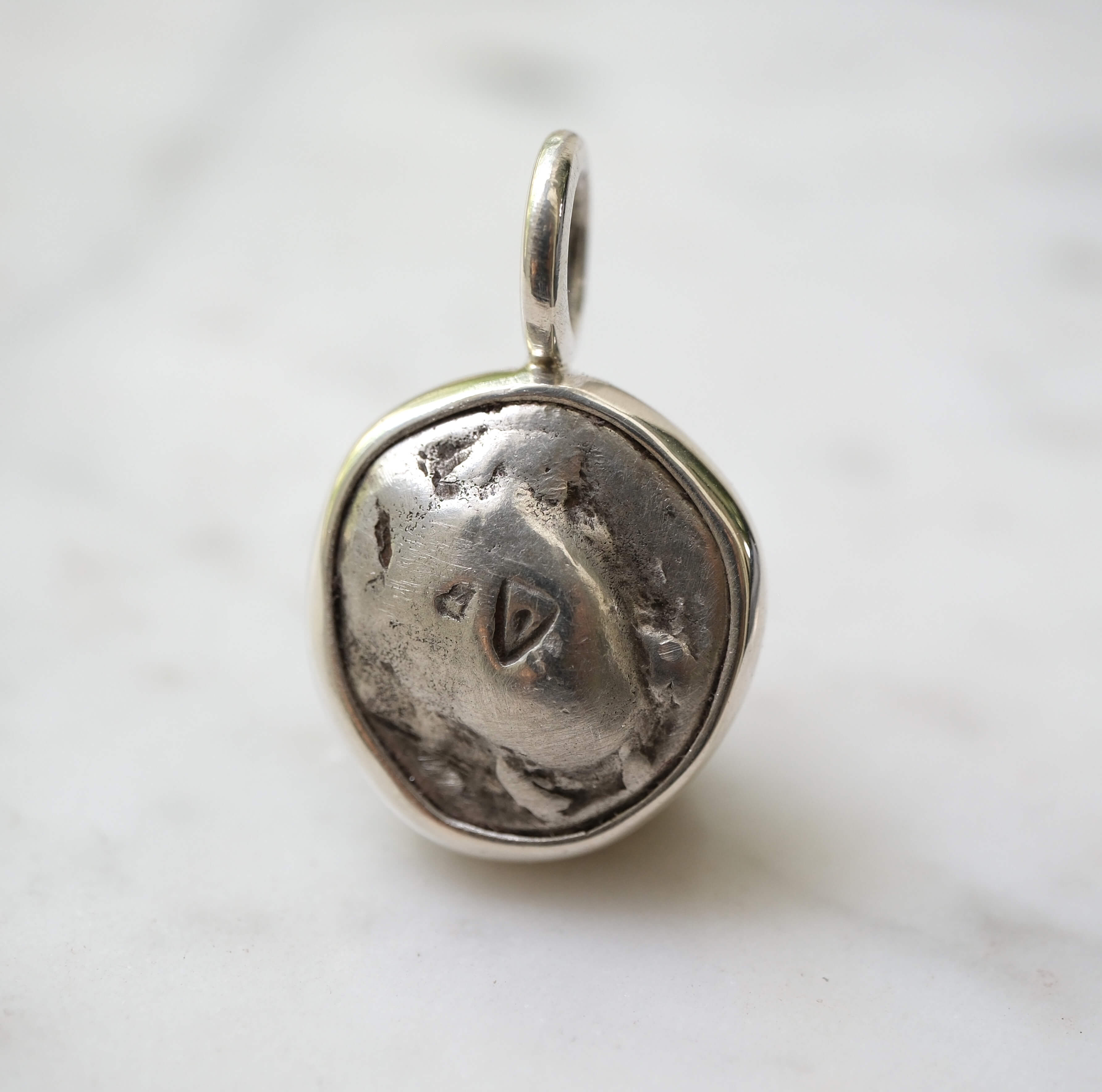 Aegina Sea Turtle Stater Pendant in Sterling Silver
