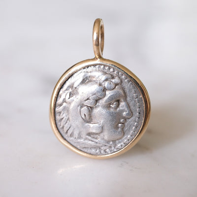 Alexander the Great Silver Drachm in 14k Gold