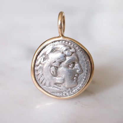 Alexander the Great Silver Drachm in 14k Gold