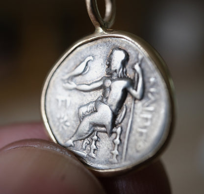 Alexander the Great Silver Drachm in 14k Gold