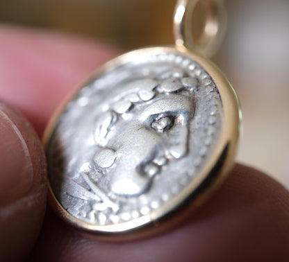 Alexander the Great Silver Drachm in 14k Gold