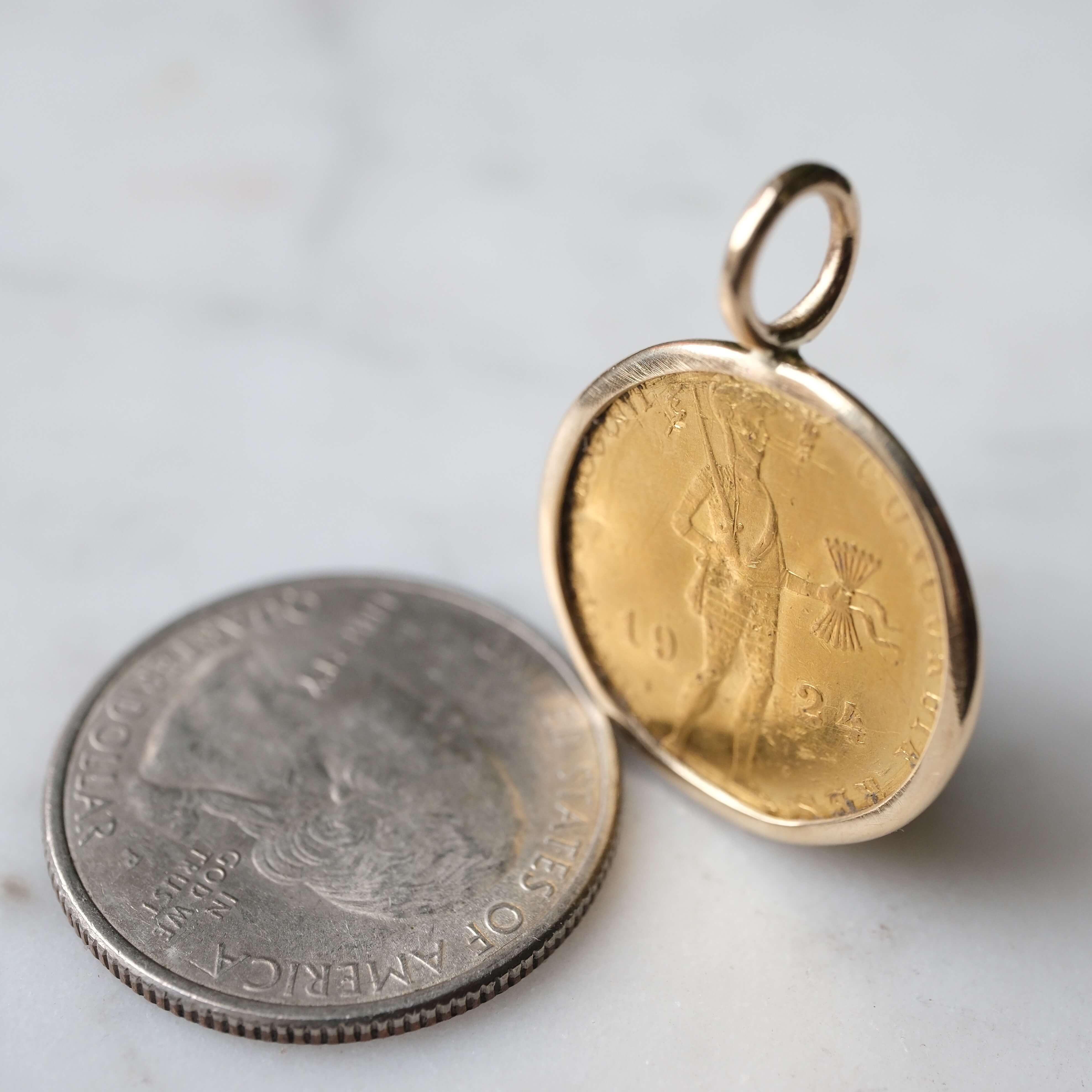 17th Century Dutch Gold Ducat Pendant in Handcrafted 14k Gold