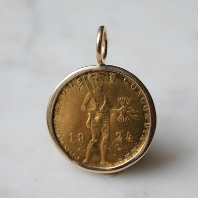 17th Century Dutch Gold Ducat Pendant in Handcrafted 14k Gold