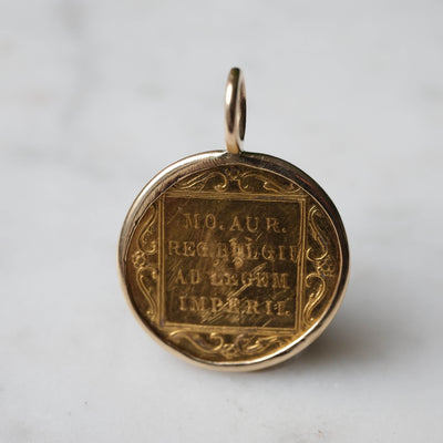 17th Century Dutch Gold Ducat Pendant in Handcrafted 14k Gold