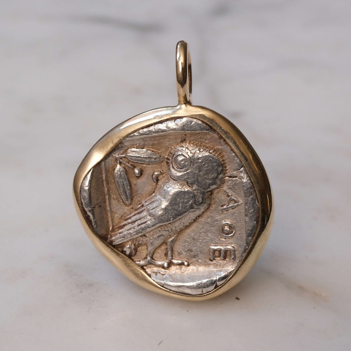 The Athenian Owl in 14k Gold