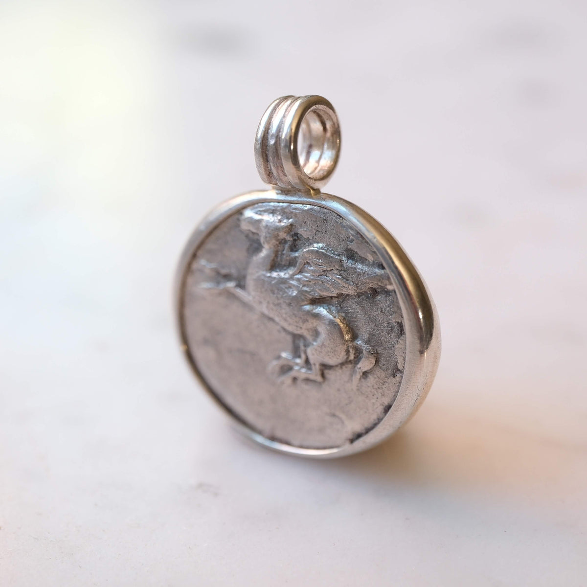 Pegasos & Athena — Ancient Greek Silver Stater of Ambrakia Pendant in Sterling Silver