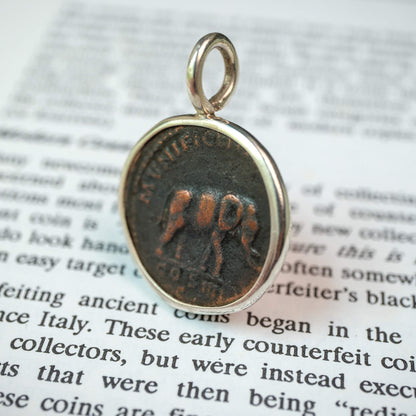 The Emperor and the Elephant | Rome, AD 148–149 | Bronze Dupondius in Sterling Silver