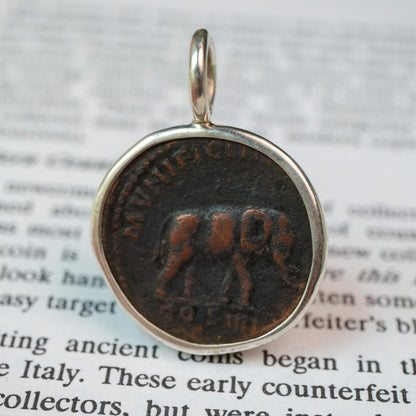 The Emperor and the Elephant | Rome, AD 148–149 | Bronze Dupondius in Sterling Silver