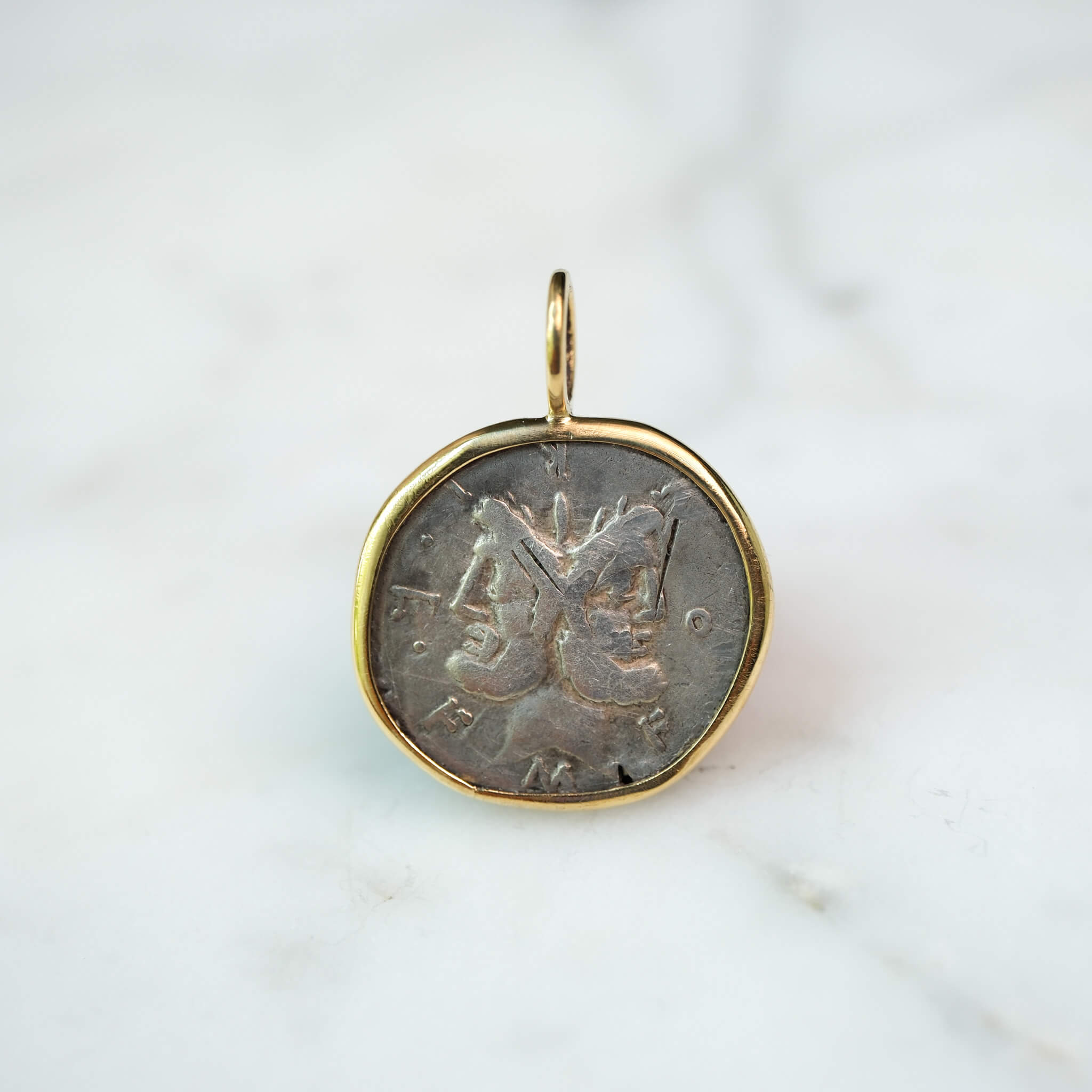 Janus and the Triumph of Rome | 119 BC | Republican Denarius in 18k Gold