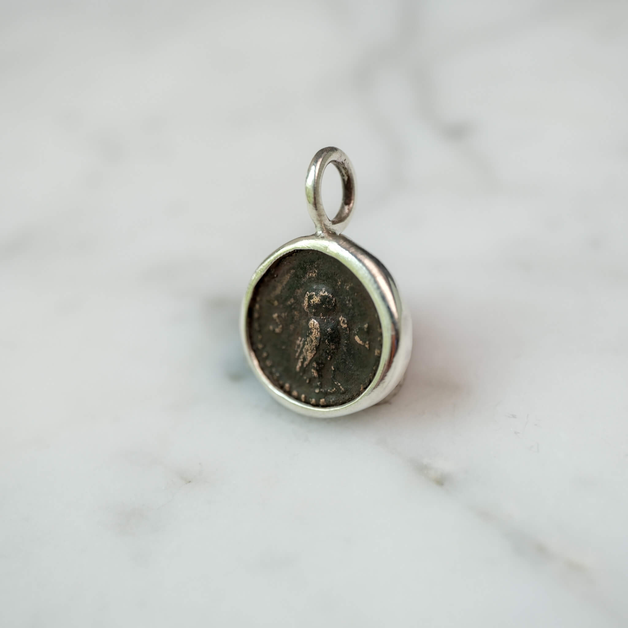 Minerva and the Emperor | Rome, AD 86 | AE Semis of Domitian in Sterling Silver