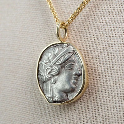 Athena and Owl in 18k Gold
