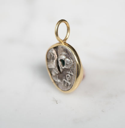 Athena & Owl | Greek Levant, 5th Century BC | Silver Drachm in 18k Gold
