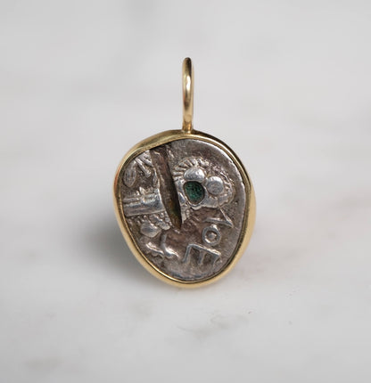 Athena & Owl | Greek Levant, 5th Century BC | Silver Drachm in 18k Gold