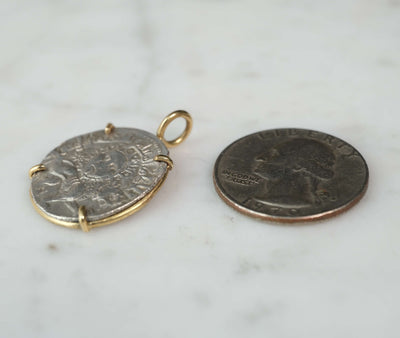 Seljuk Lion & Sun Dirhem Pendant in 18k Gold
