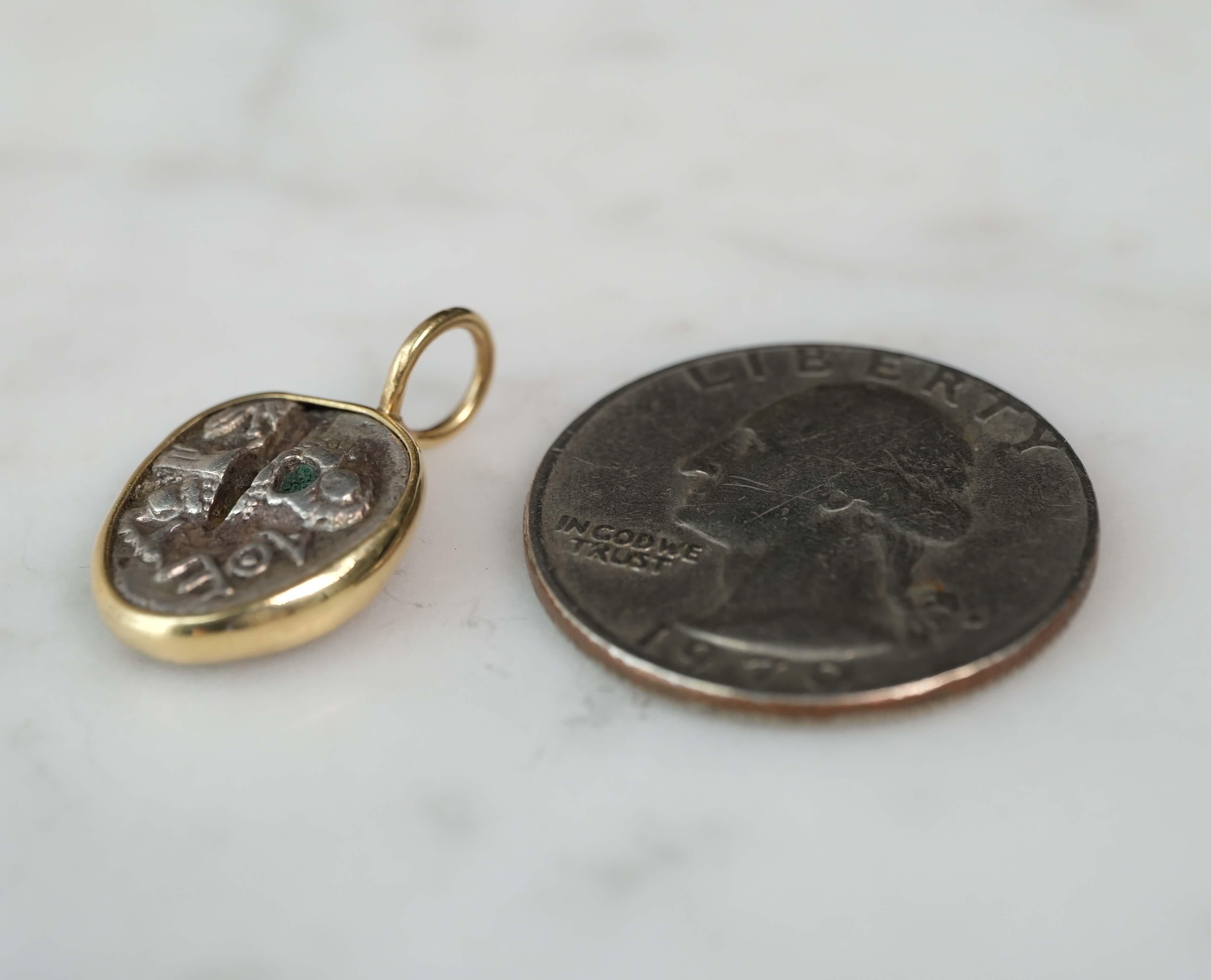 Athena & Owl | Greek Levant, 5th Century BC | Silver Drachm in 18k Gold