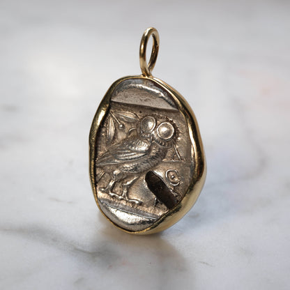 Athenian Owl set in 18k Gold