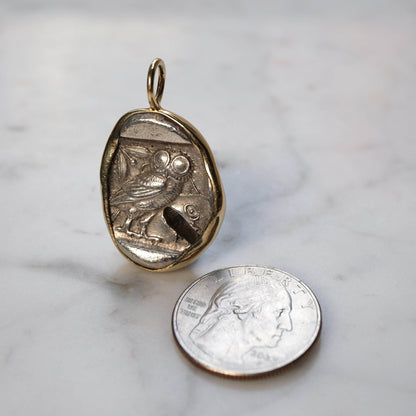 Athenian Owl set in 18k Gold
