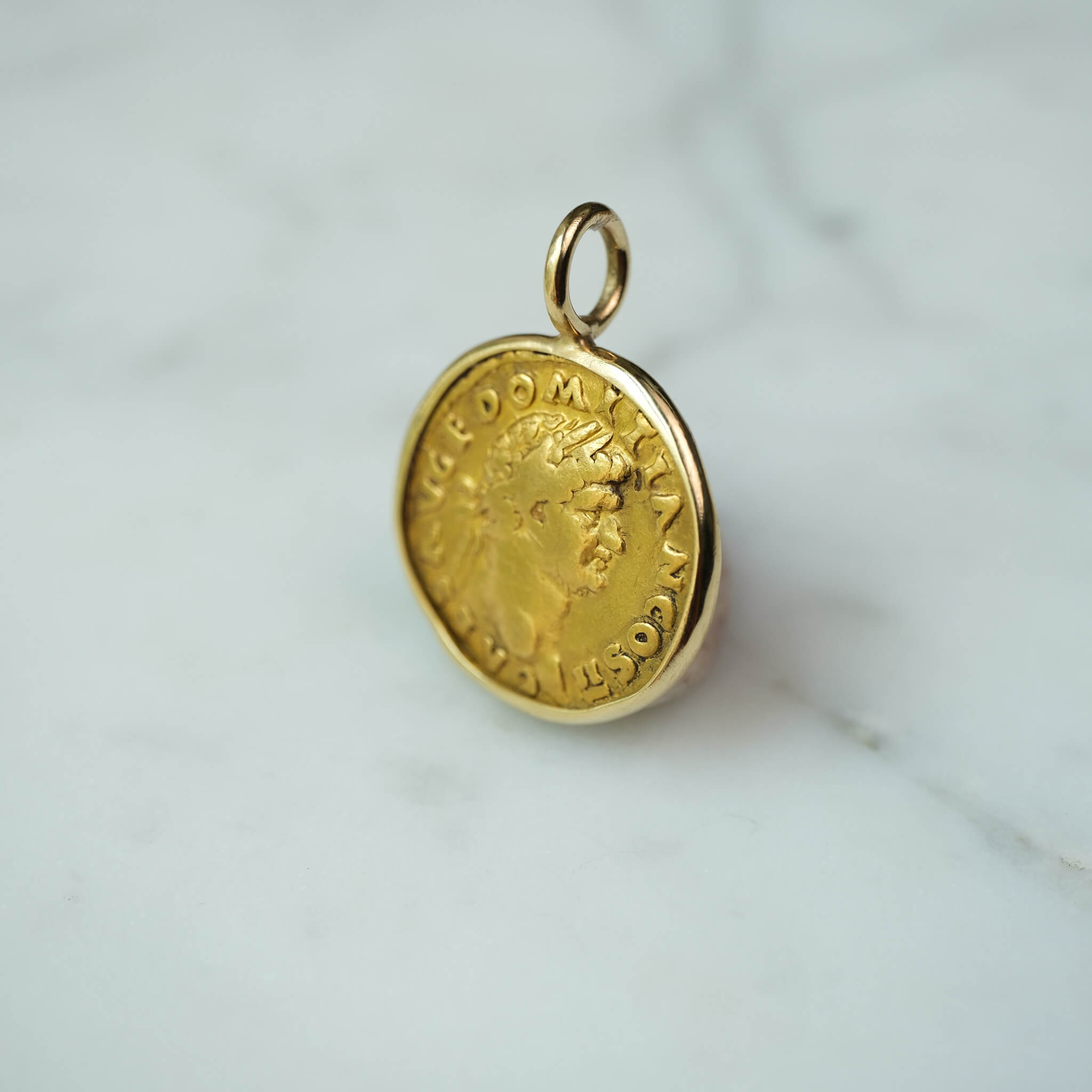 Extremely Rare Domitian Gold Aureus Pendant in 18k Gold (AD 73)
