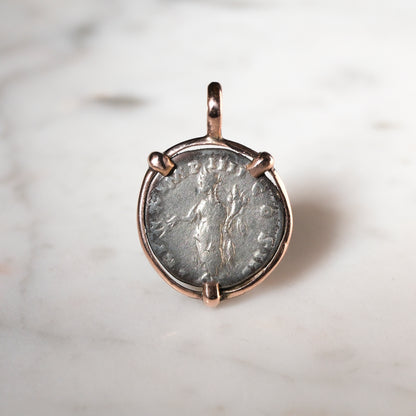 Marcus Aurelius Silver Denarius - Pax In Rose Gold