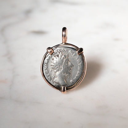 Marcus Aurelius Silver Denarius - Pax In Rose Gold